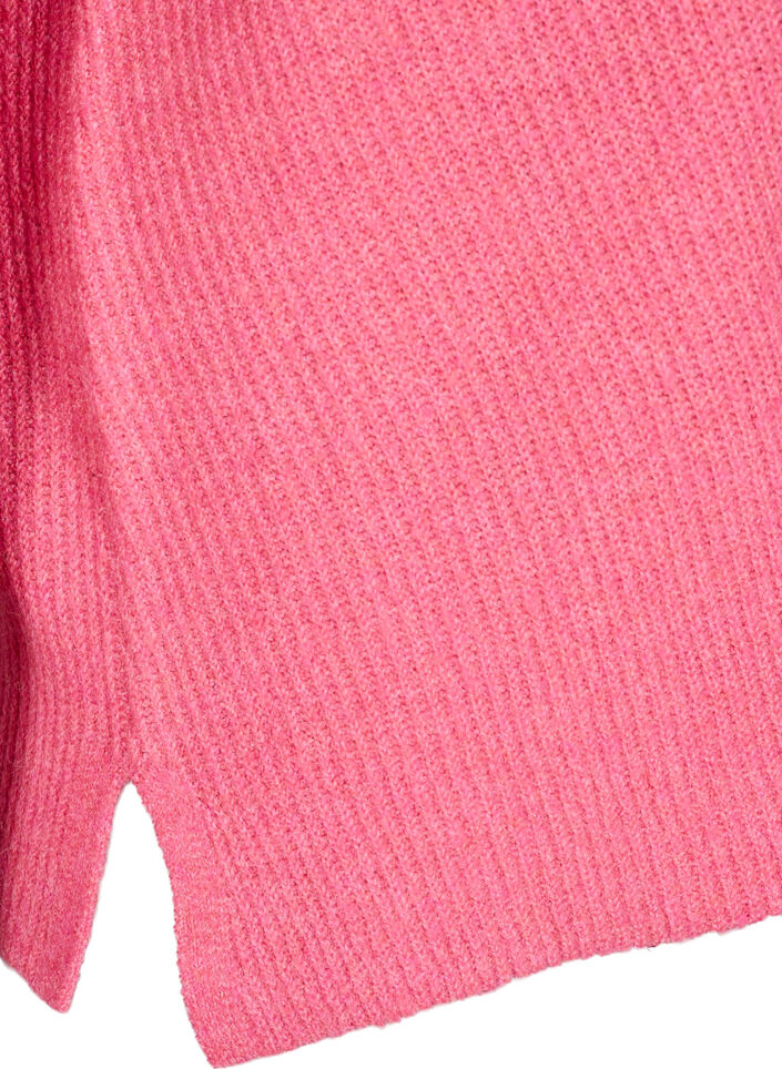 Strickbluse mit V-Ausschnitt und langen Ärmeln, Bubblegum Wh. Mel., Packshot image number 3