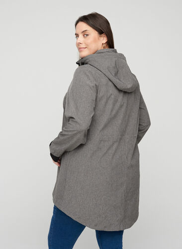 Softshell-Jacke mit Kapuze und Taschen, Medium Grey Melange, Model image number 1