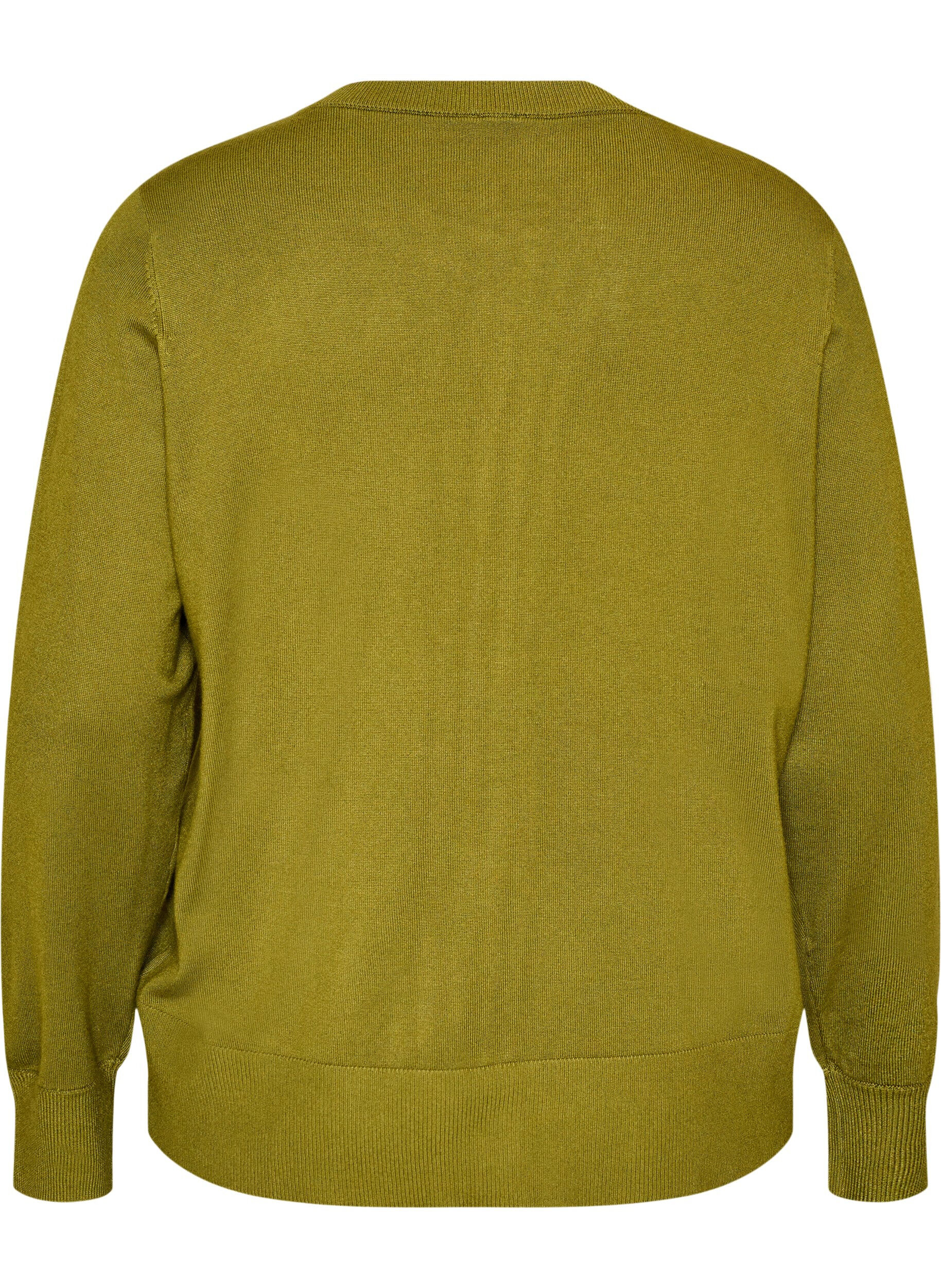 ZizziStrickjacke mit Rundhalsausschnitt und Kn&ouml;pfen, Gr&uuml;n, Packshot image number 1