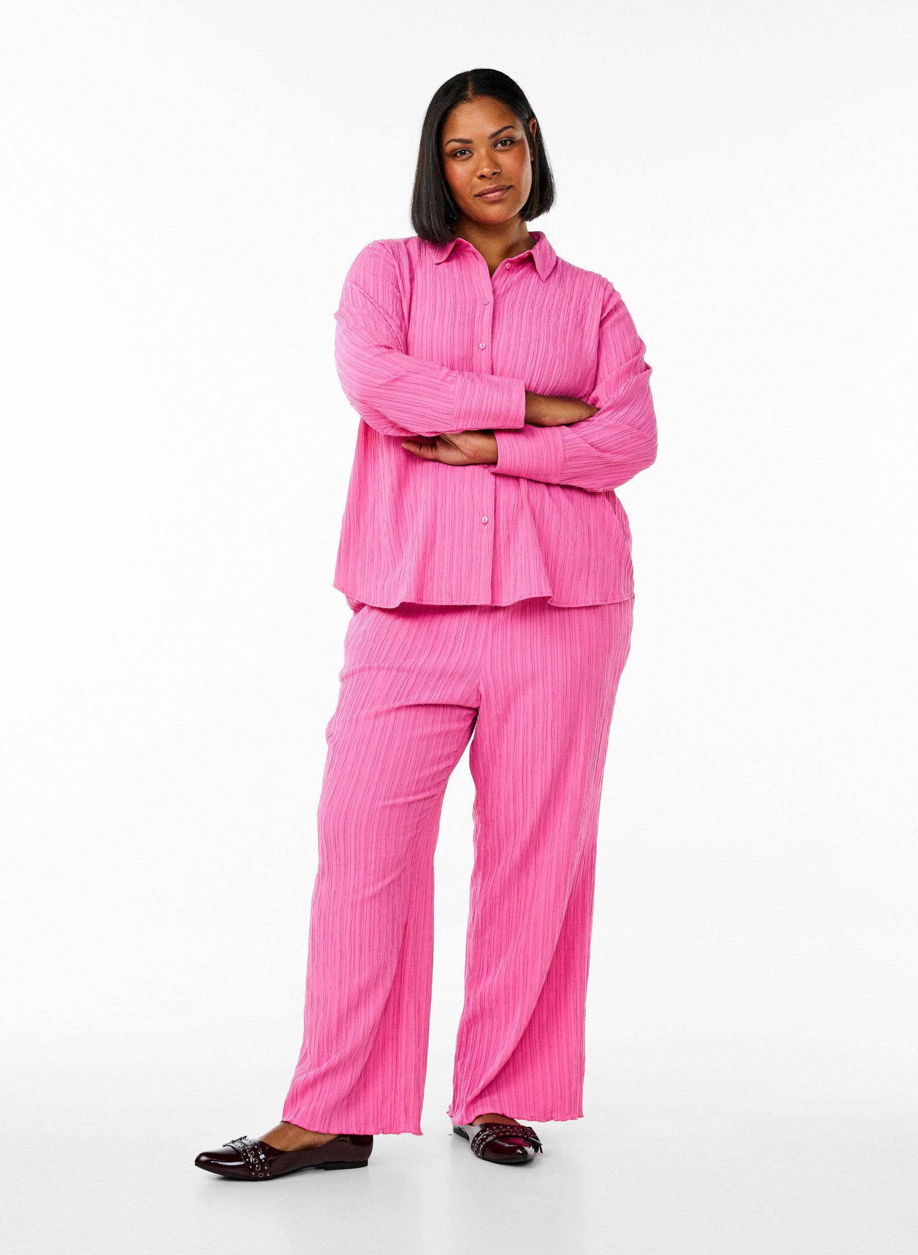 ZizziFLASH - Bluse mit Textur, Pink, Model image number 1