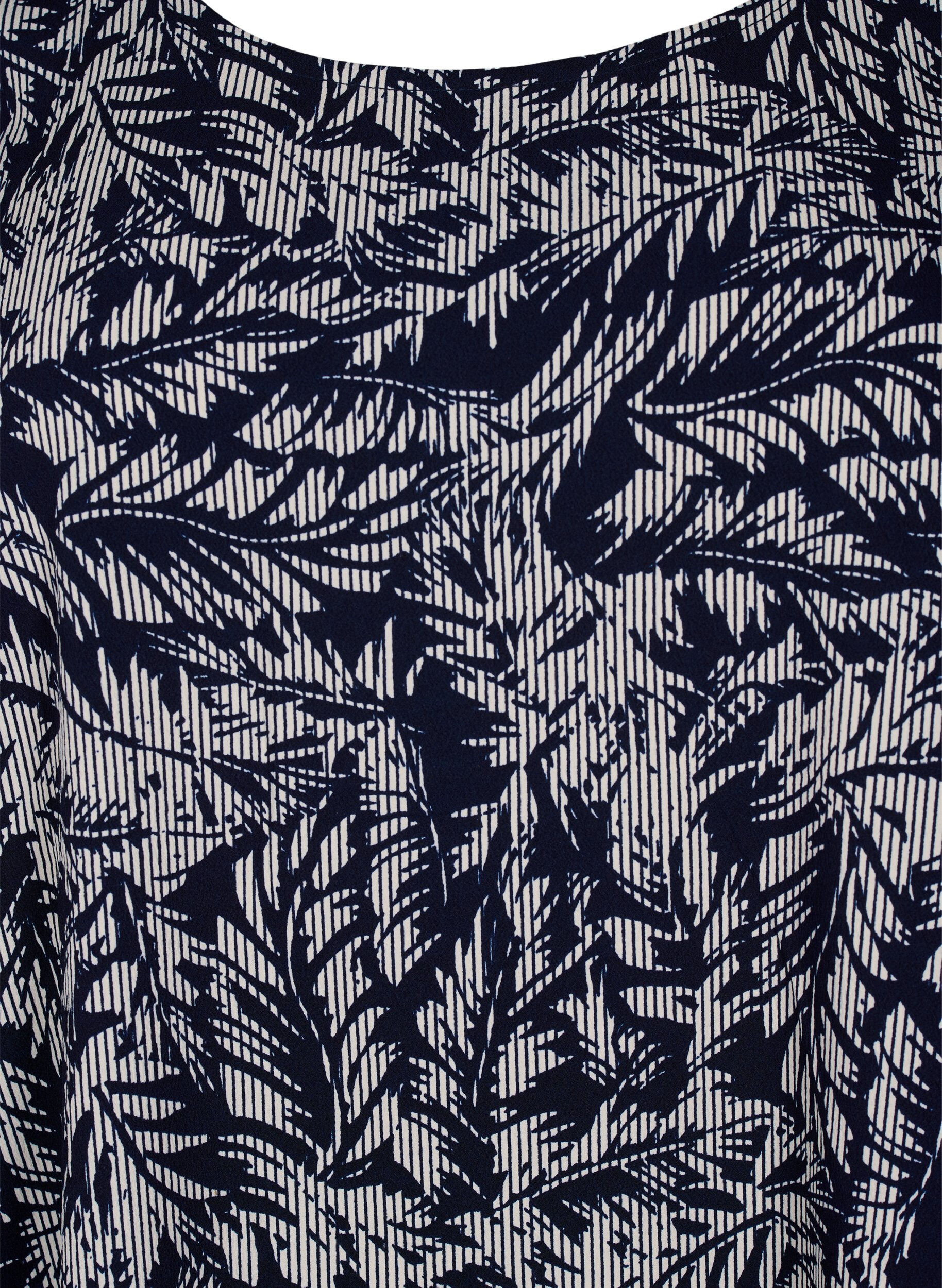 ZizziFLASH &ndash; Kurz&auml;rmelige Bluse mit Print, Off White Blue Leaf, Packshot image number 2