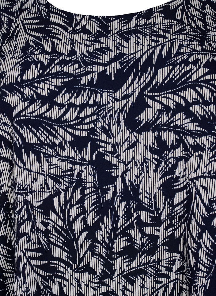 FLASH &ndash; Kurz&auml;rmelige Bluse mit Print, Off White Blue Leaf, Packshot image number 2
