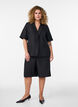 Lockere Bermudashorts mit hoher Taille, Schwarz, Model image number 1
