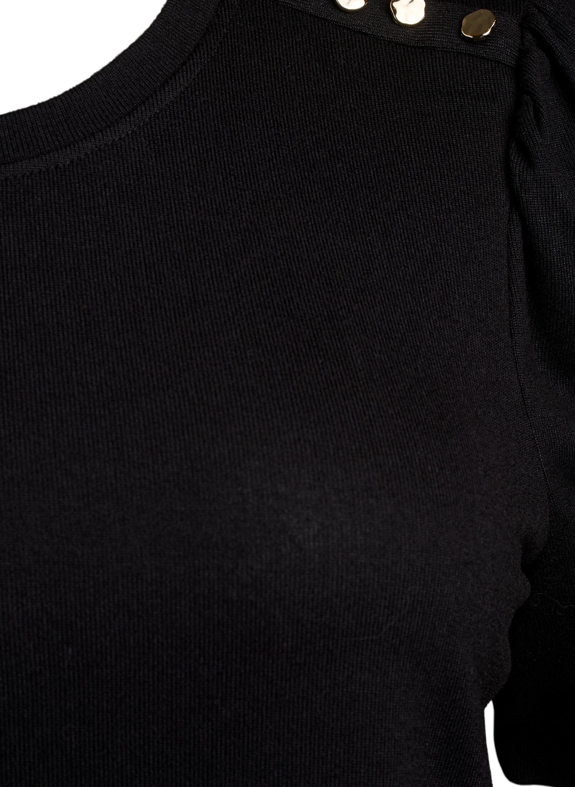 ZizziBluse mit Knopfdetail und kurzen Puff&auml;rmeln, Schwarz, Packshot image number 2