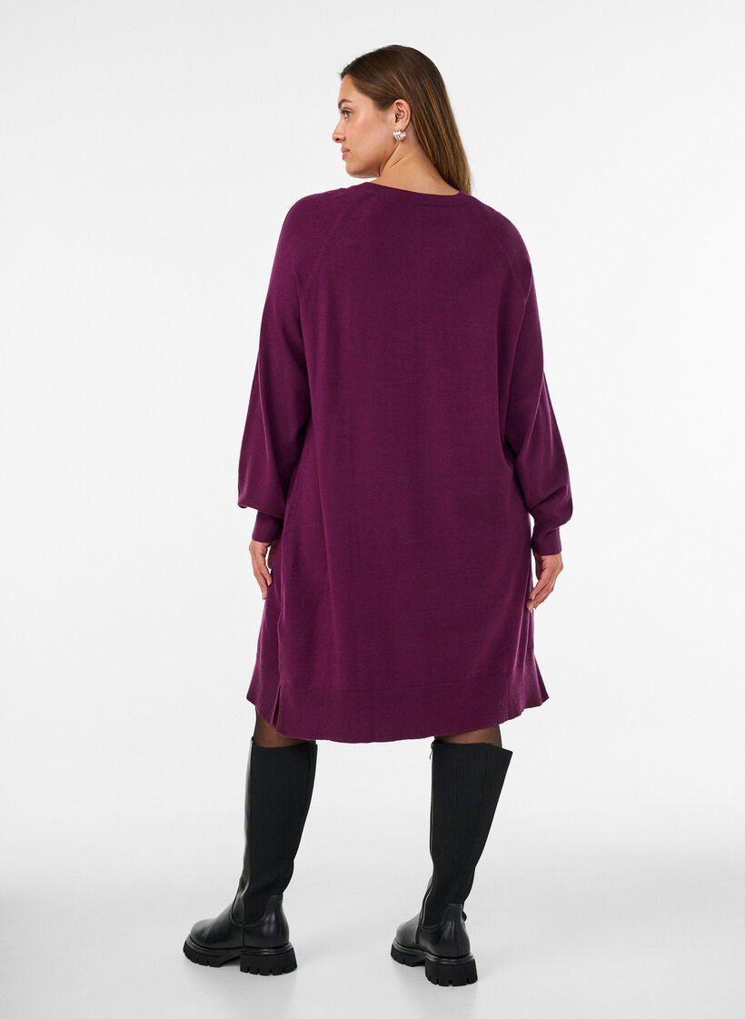 Strickkleid mit Raglan&auml;rmeln und Mittelnaht, Rot, Model image number 2