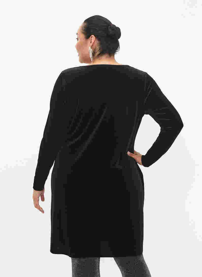 Samtkleid mit langen Ärmeln, Black, Model image number 1
