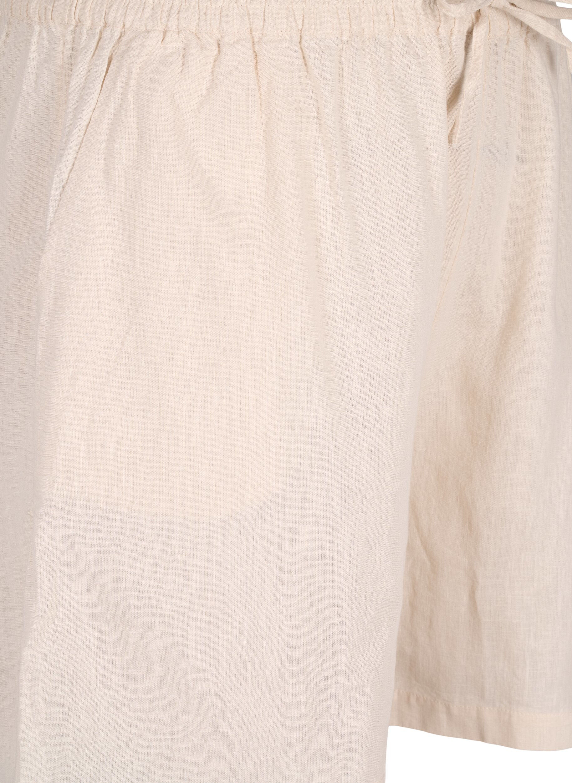 ZizziWeite kurze Hosen aus Baumwoll-Leinen-Mischgewebe, Sandshell, Packshot image number 2
