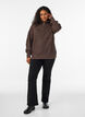 Strickpullover mit hohem Kragen und Rei&szlig;verschluss, Braun, Model image number 1