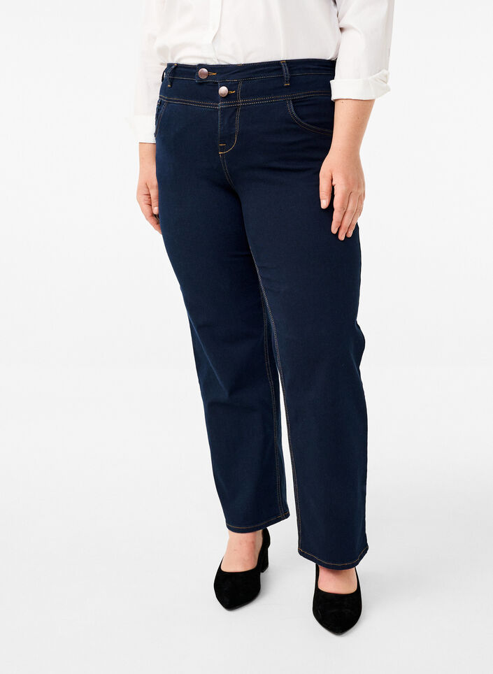 Regular Fit Gemma Jeans mit hoher Taille, Blau, Packshot image number 2