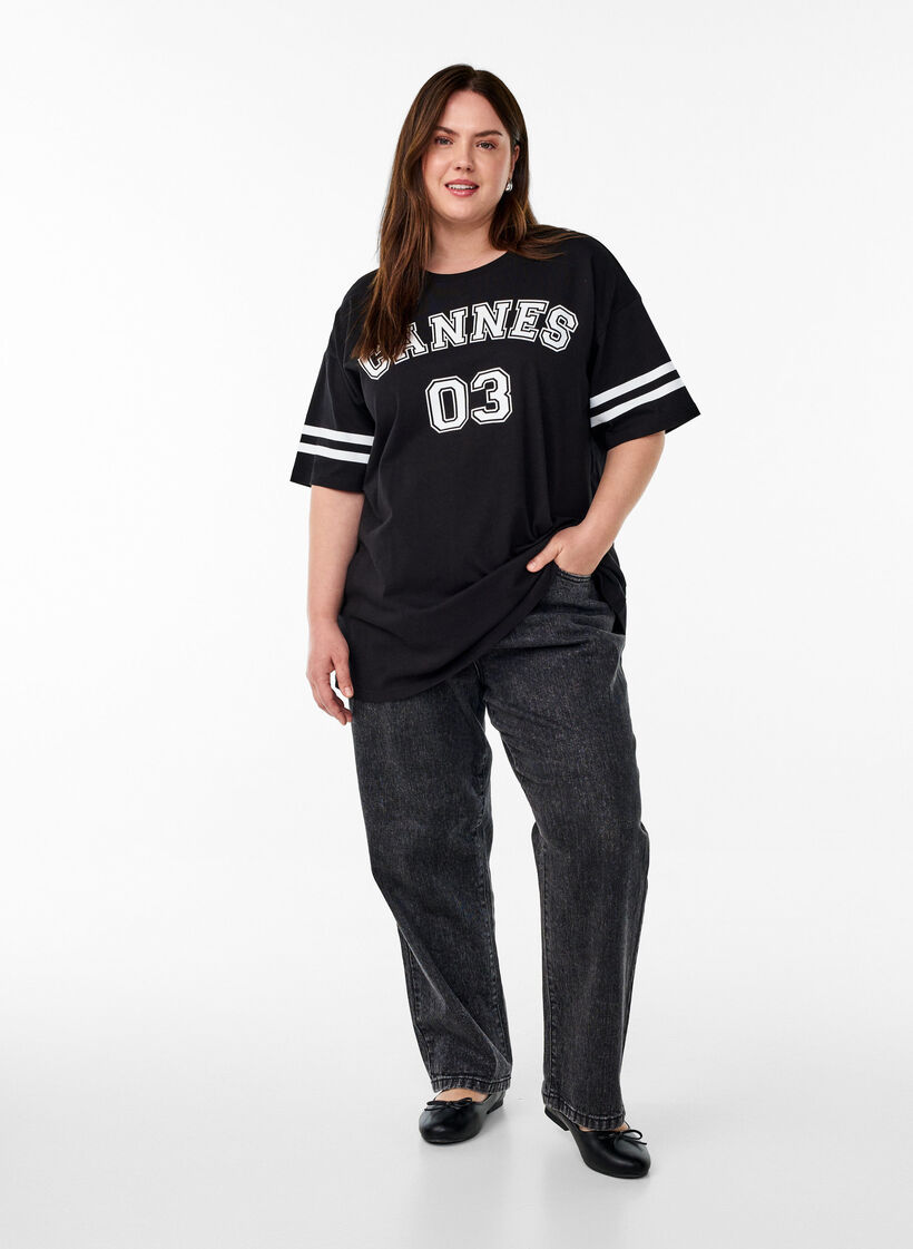 Sportliches Oversize-College-T-Shirt, Schwarz, Model image number 1