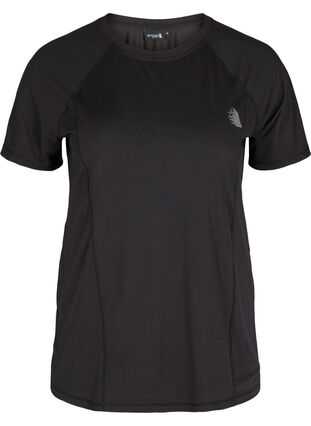 Einfarbiges Trainings-T-Shirt mit Reflektorendetails, Black, Packshot image number 0