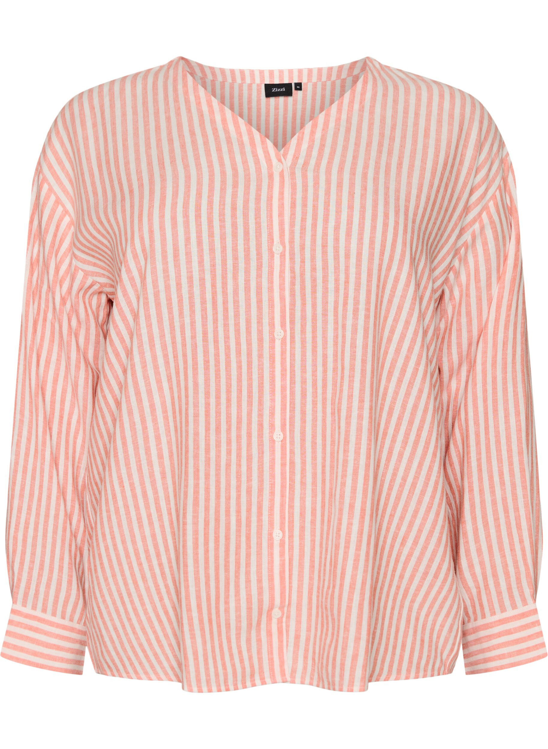 ZizziBluse aus Leinen und Viskose mit V-Ausschnitt, Orange, Packshot image number 0