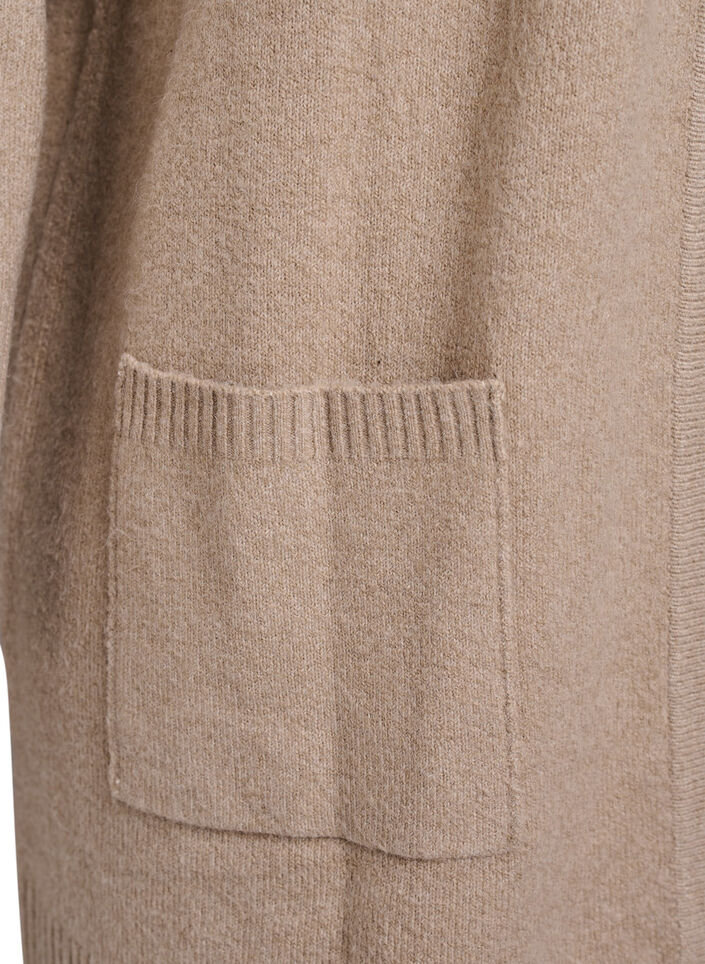 Strickjacke mit Rippenstrick und Taschen, Beige, Packshot image number 3