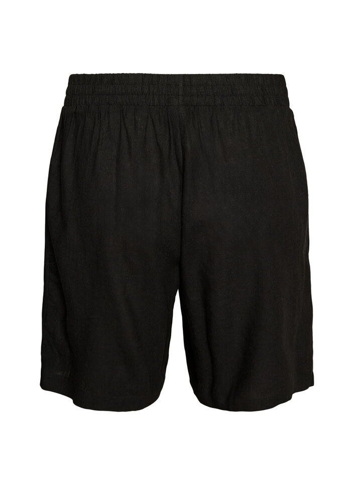 Hoch taillierte Shorts aus Leinen und Viskose, Schwarz, Packshot image number 1