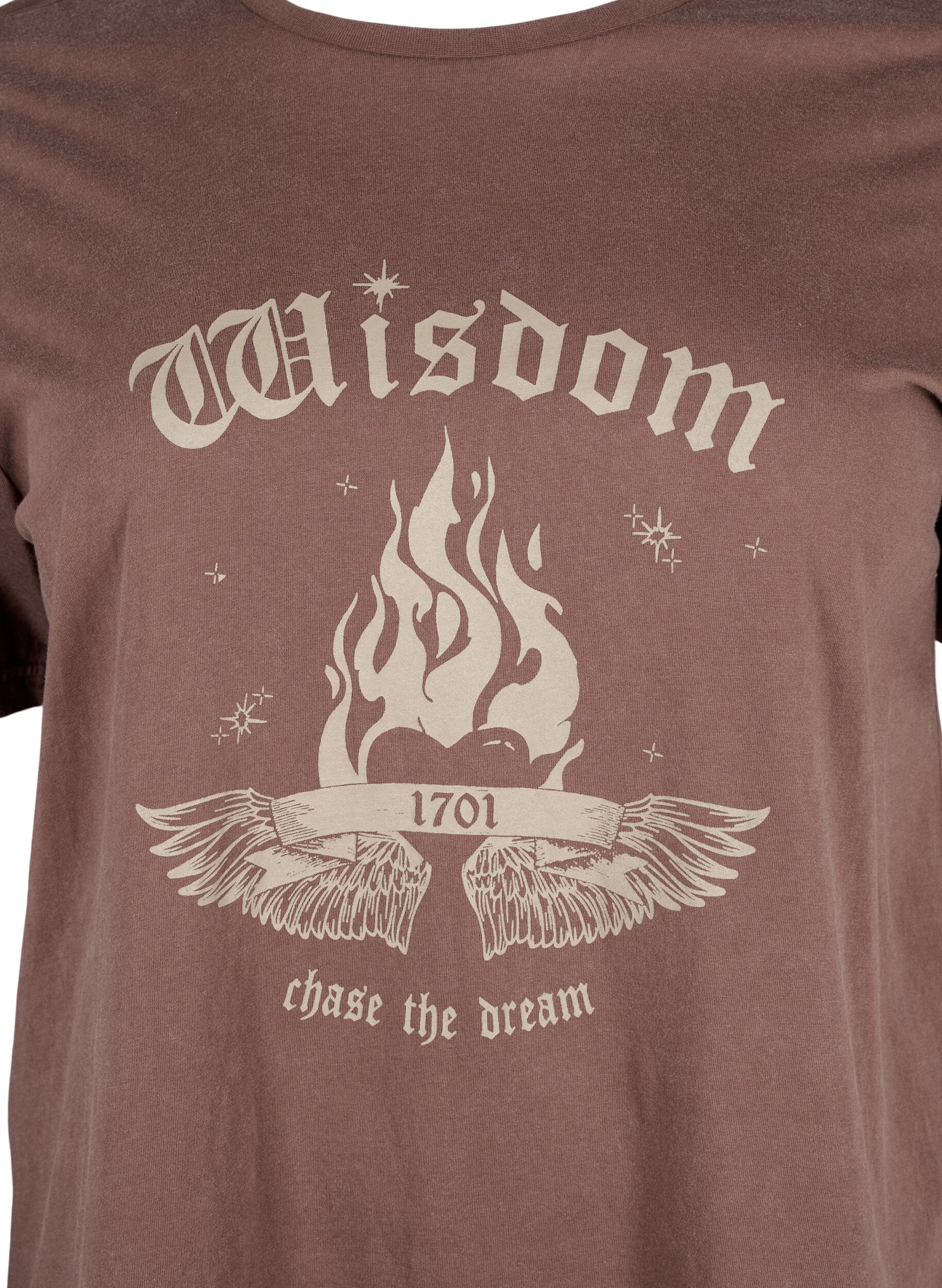 ZizziBedrucktes T-Shirt aus Bio-Baumwolle, Braun, Packshot image number 2