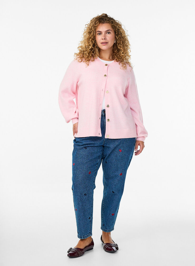 Cardigan aus weichem Strick mit goldfarbenen Kn&ouml;pfen, Rot, Model image number 1