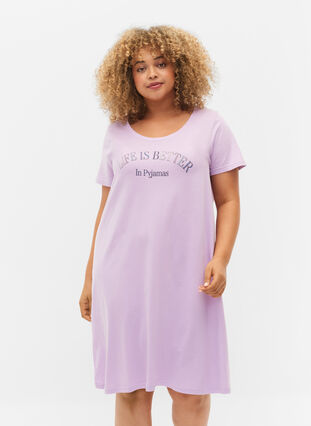 Kurzärmeliges Nachthemd aus Baumwolle, Lilac Breeze w. Life, Model image number 0