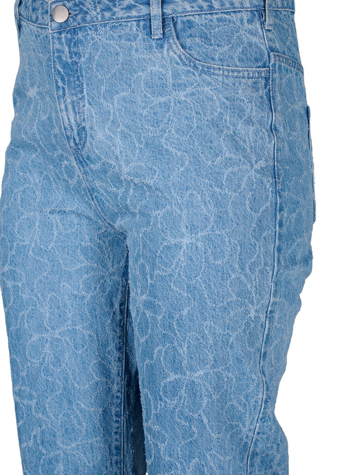 Gemma Jeans mit hoher Taille und geblümtem Muster, Blau, Packshot image number 2