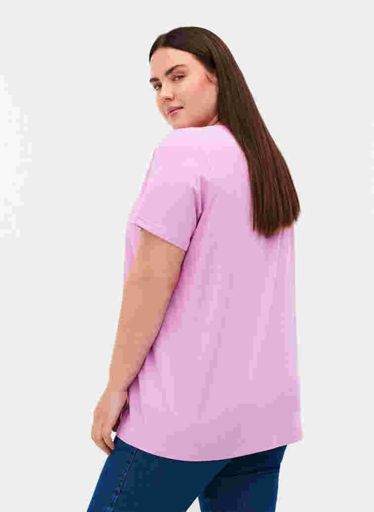 Kurzarm T-Shirt mit Print, Violet Tulle, Model image number 1