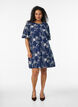 Kurzes A-Linienkleid mit Stickmuster, Blau, Model image number 1