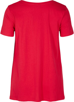 Kurzarm T-Shirt aus Baumwolle mit A-Linie, Lipstick Red HEART, Packshot image number 1