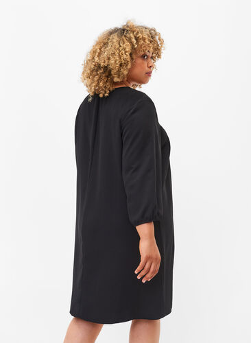 Kleid mit Spitze und 3/4 Ärmeln, Black, Model image number 1