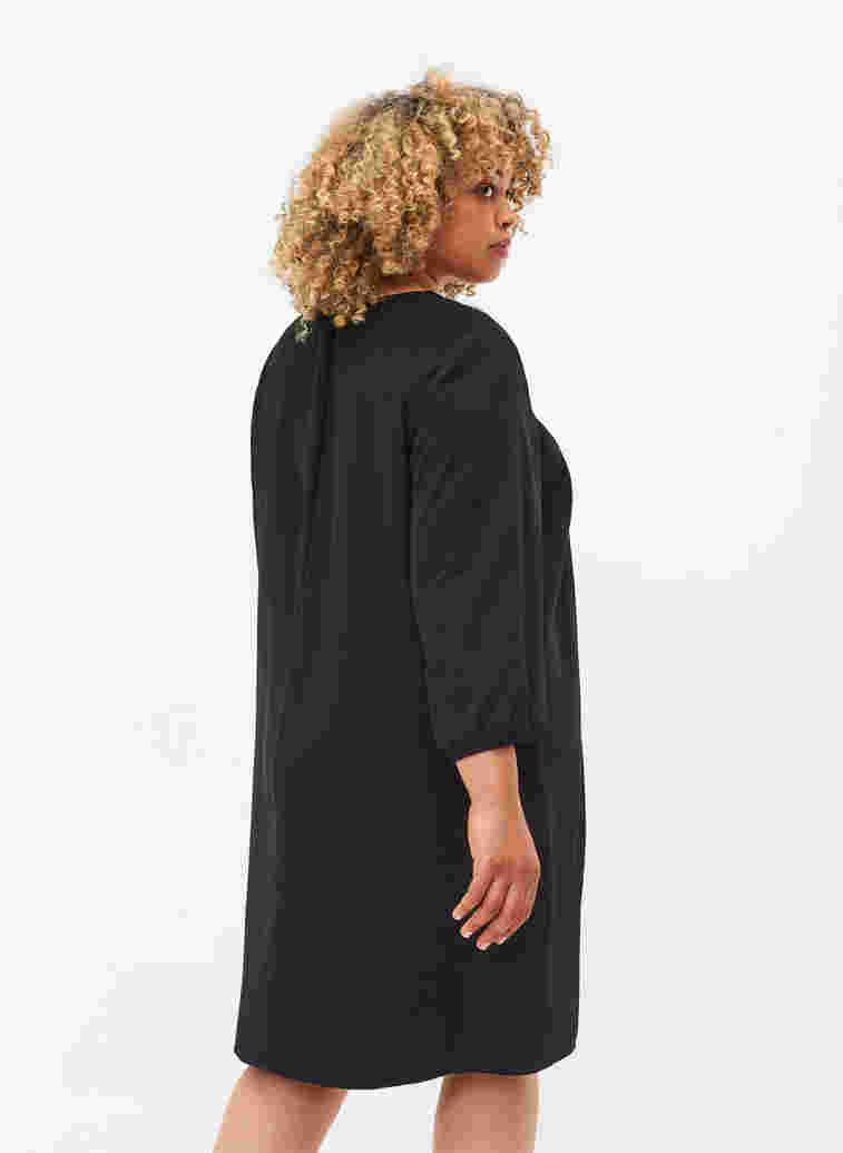 Kleid mit Spitze und 3/4 Ärmeln, Black, Model image number 1