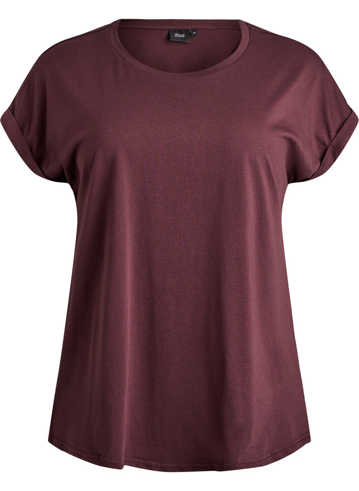 Kurz&auml;rmeliges T-Shirt aus einer Baumwollmischung, Dunkles Bordeaux, Packshot image number 0