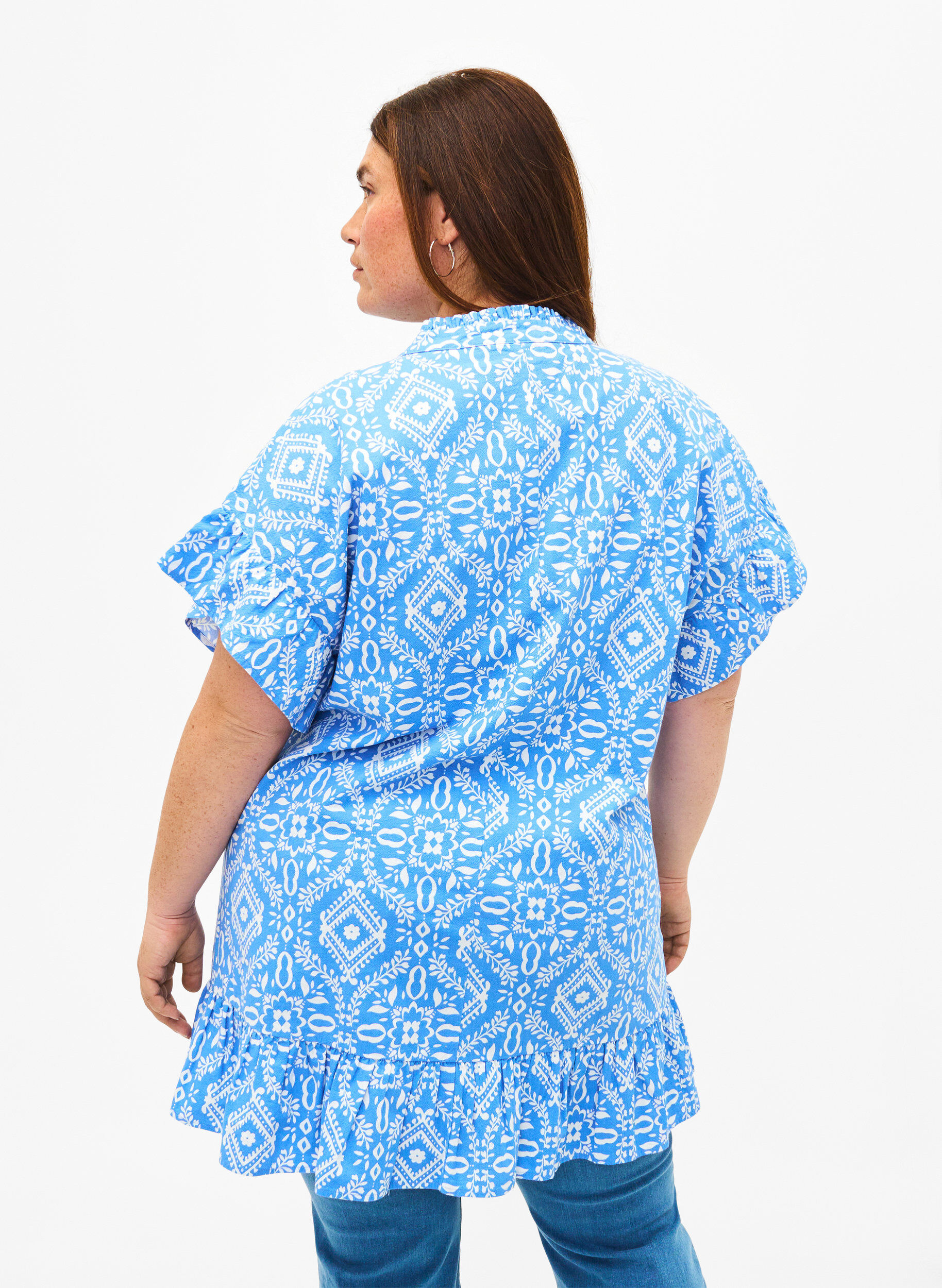 ZizziGebl&uuml;mte Tunika aus Baumwolle, Marina Flower AOP, Model image number 1