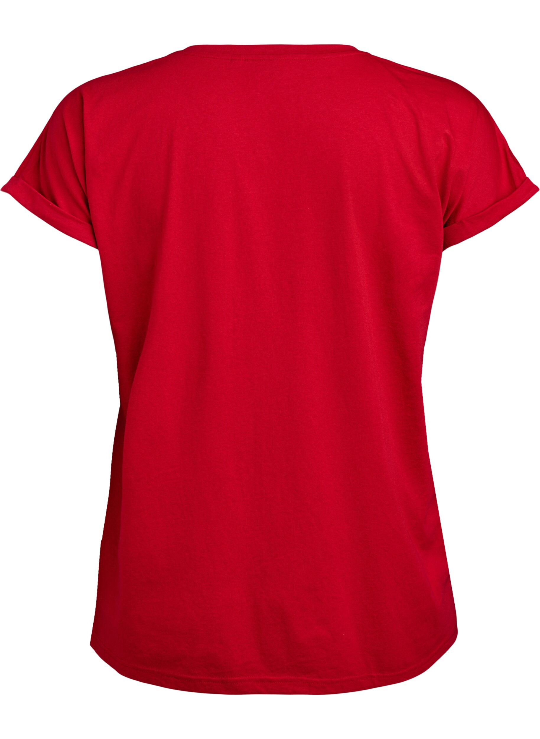ZizziKurz&auml;rmliges T-Shirt aus einer Baumwollmischung, Rot, Packshot image number 1