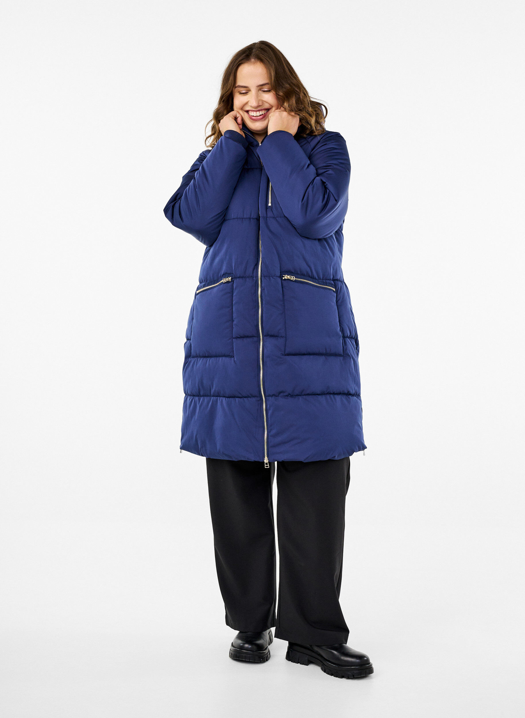 ZizziPufferjacke mit Kapuze, Blau, Model image number 1