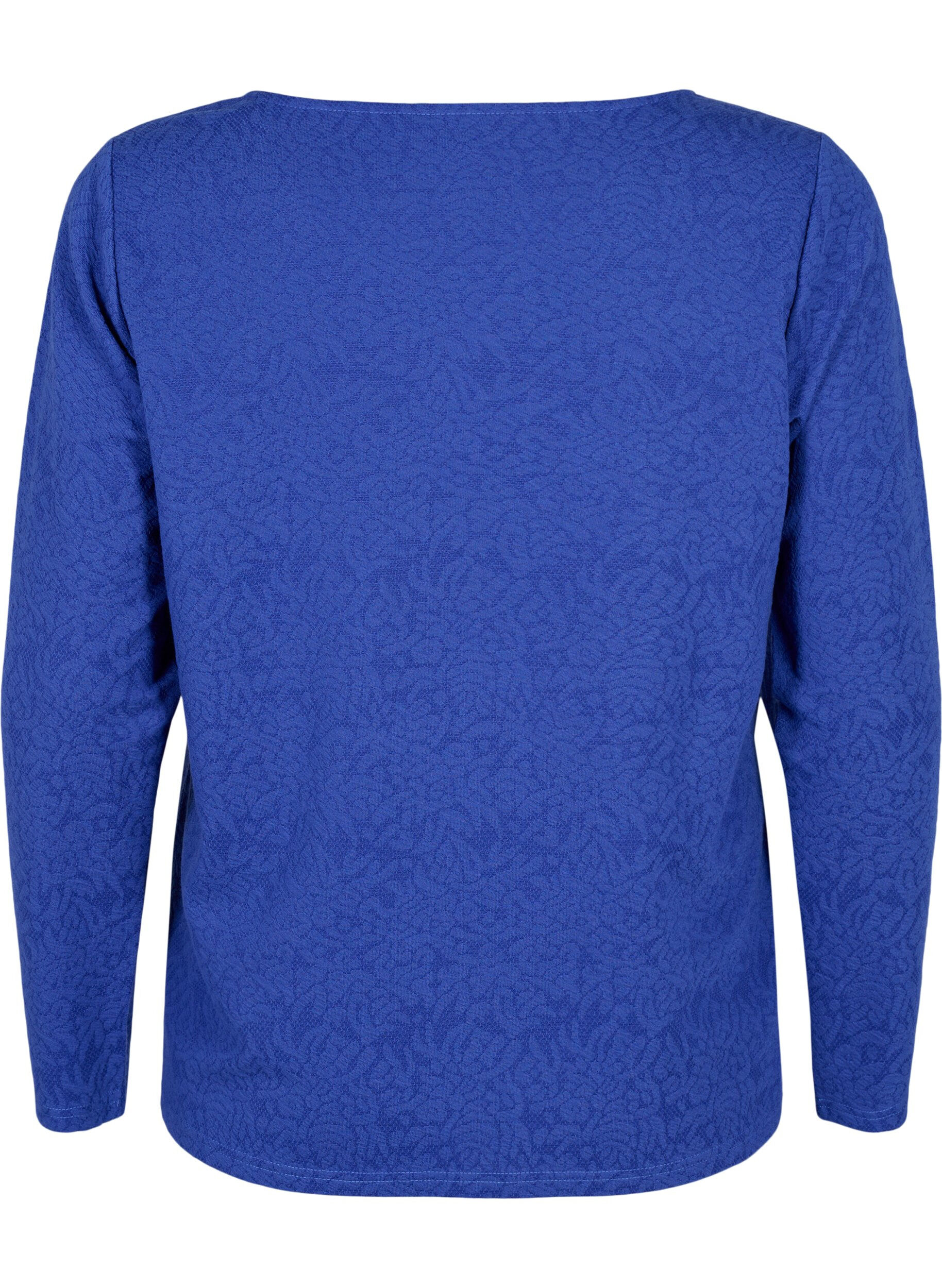 ZizziLang&auml;rmelige Bluse mit Textur, Blau, Packshot image number 1