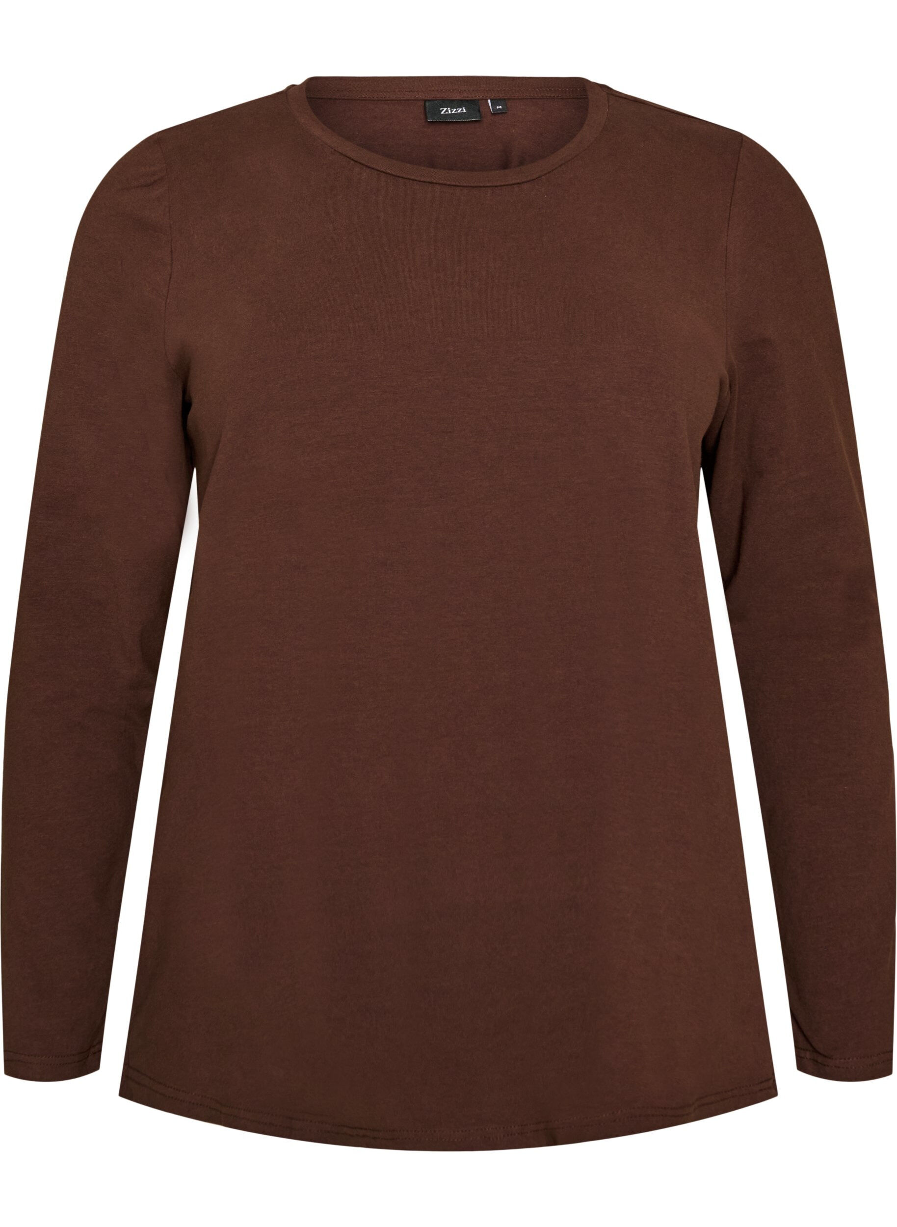 ZizziBasic Bluse aus Jersey mit langen &Auml;rmeln, Braun, Packshot image number 0