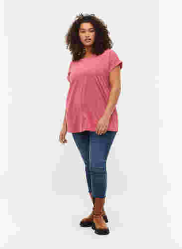 Kurzärmeliges T-Shirt aus einer Baumwollmischung, Rasperry Pink, Model image number 2