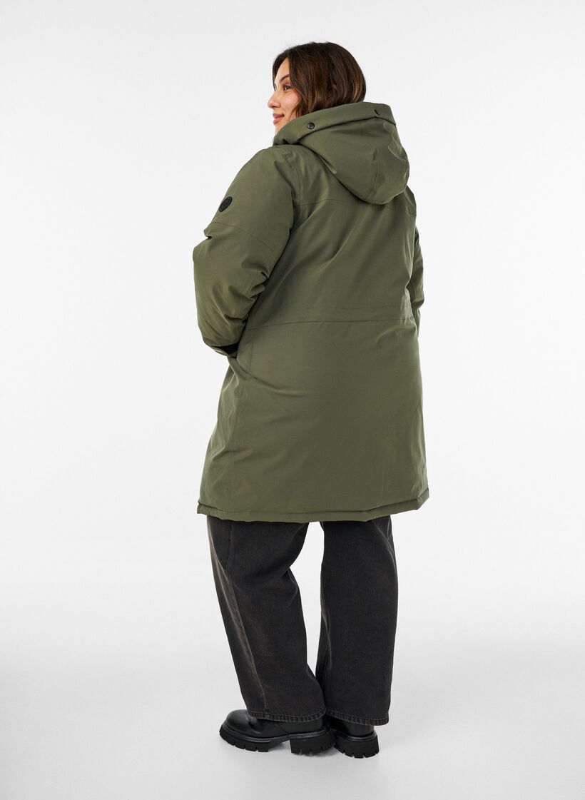 Wasserabweisender Parka mit Kapuze und funktionalen Details, Gr&uuml;n, Model image number 2
