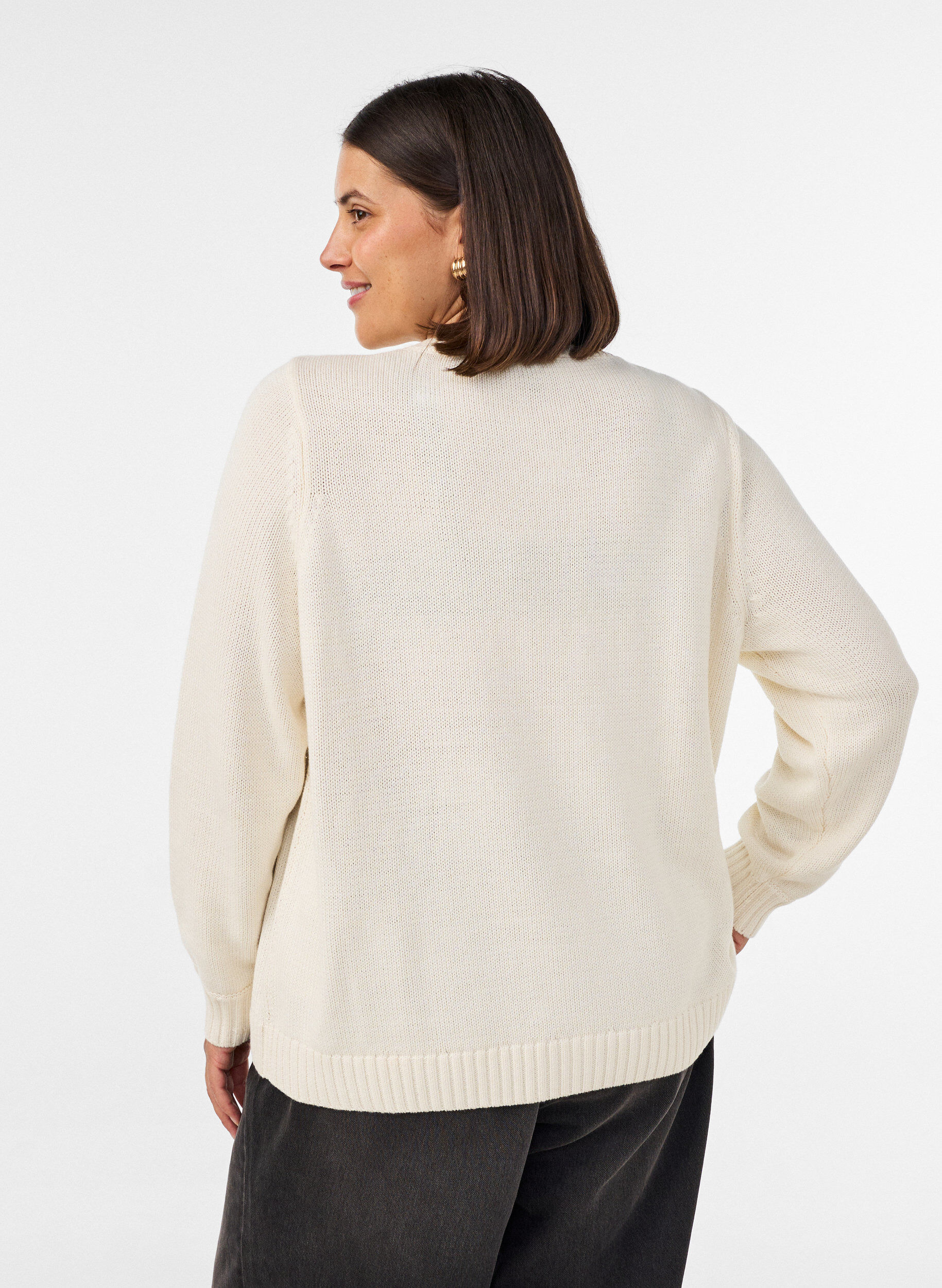 ZizziStrickjacke mit Zopfmuster, Vanille, Model image number 2