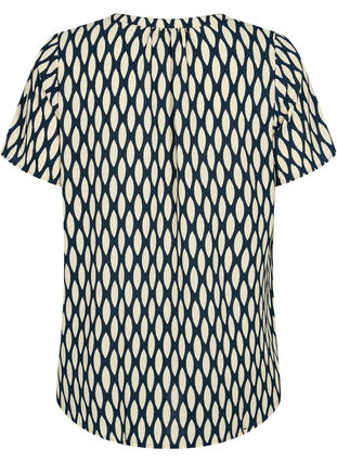 Bluse mit kurzen Ärmeln und V-Ausschnitt, Oval AOP, Packshot image number 1