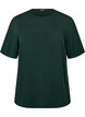Kurz&auml;rmelige, gewebte Bluse mit Rundhals, Gr&uuml;n, Packshot image number 0