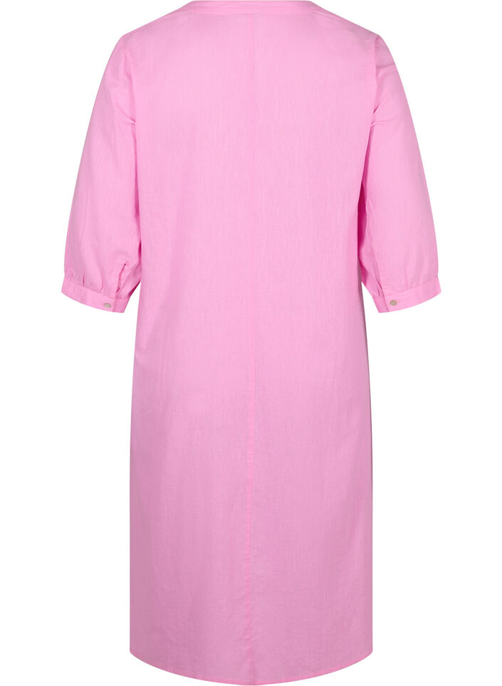 Langes Shirt-Kleid mit 3/4-Ärmeln, Begonia Pink, Packshot image number 1