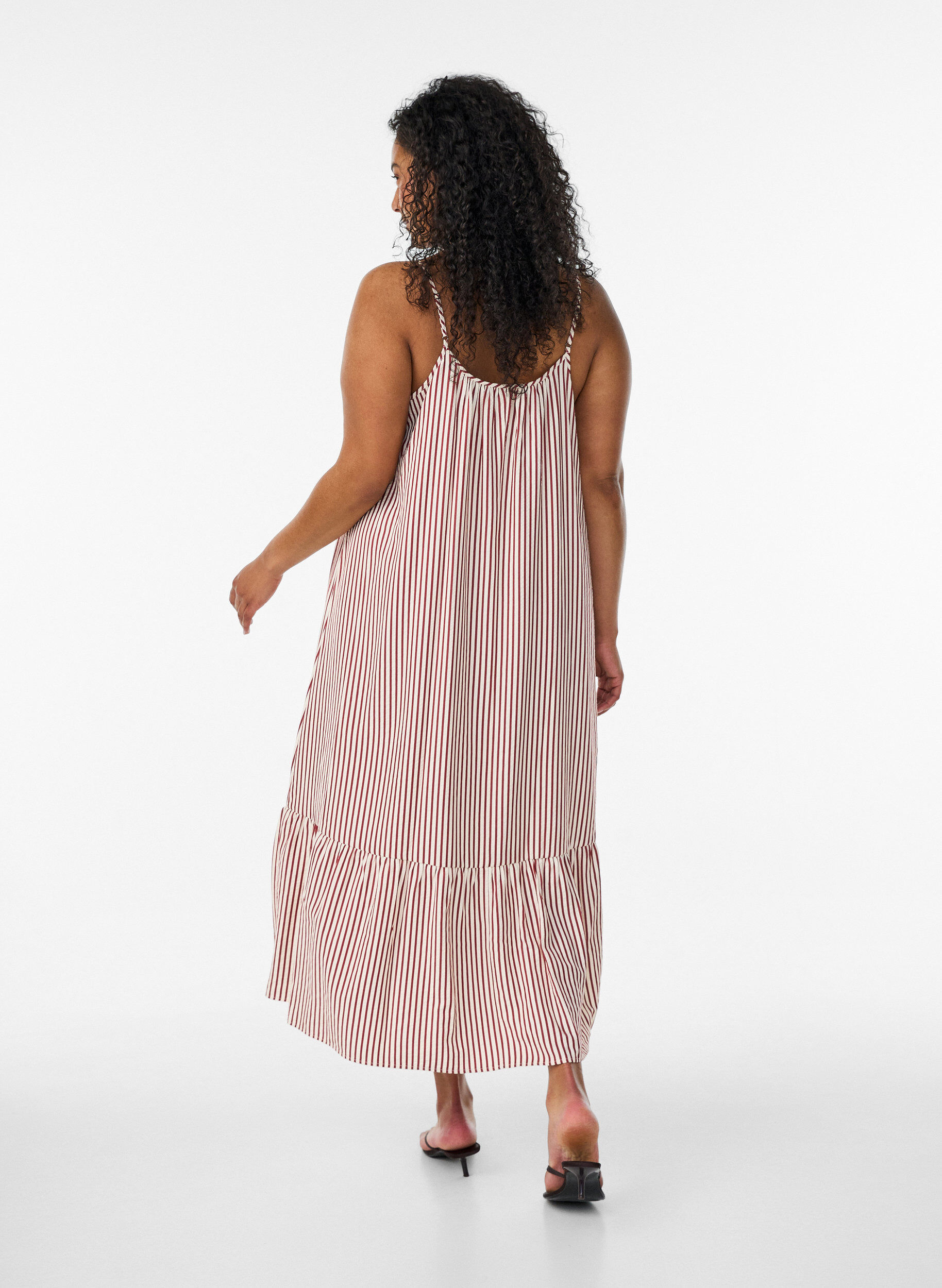 ZizziSommerkleid mit Streifen und A-Linie, Rot, Model image number 1