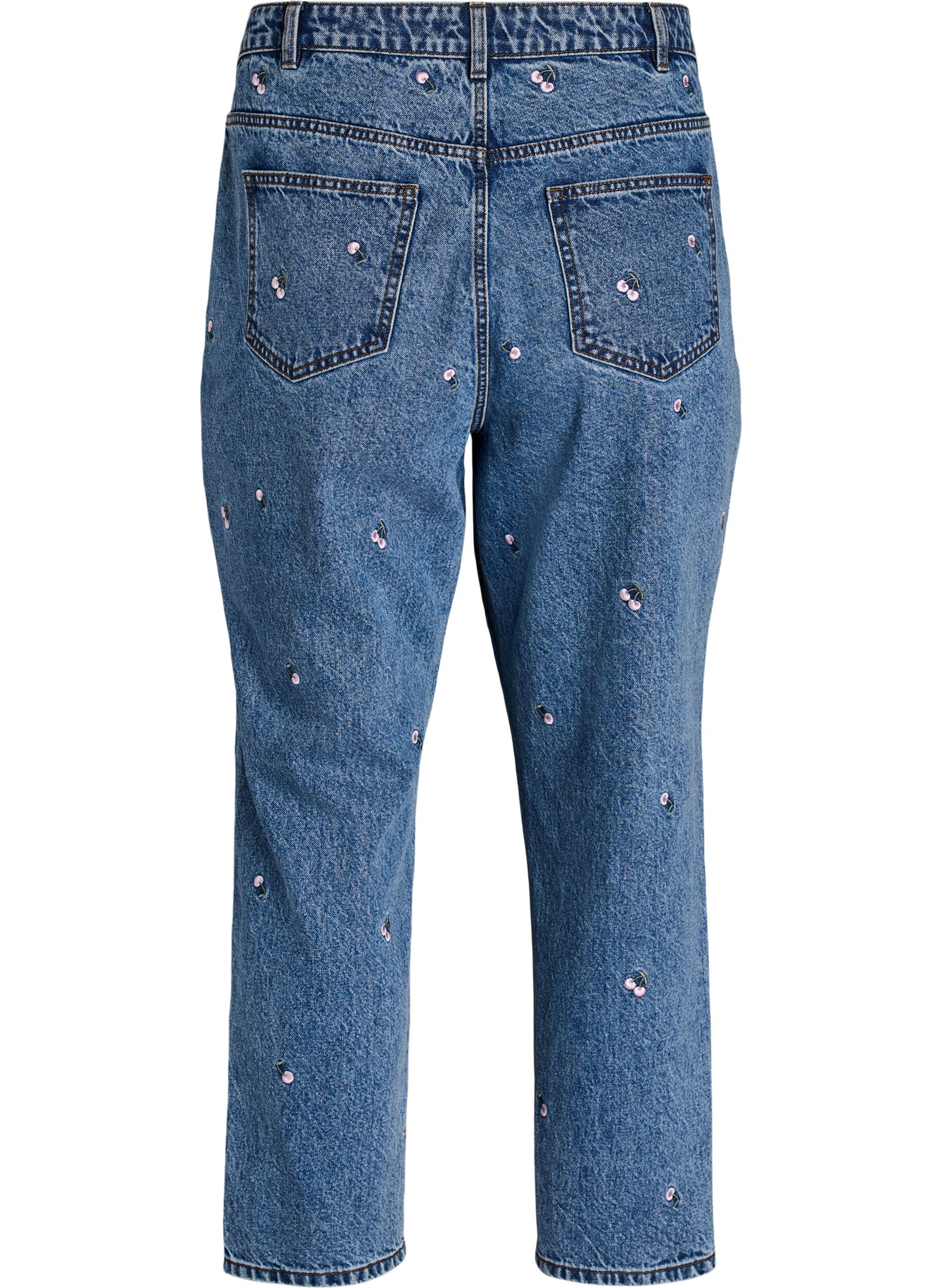 ZizziMille Mom Fit Jeans mit Stickerei, Blau, Packshot image number 1