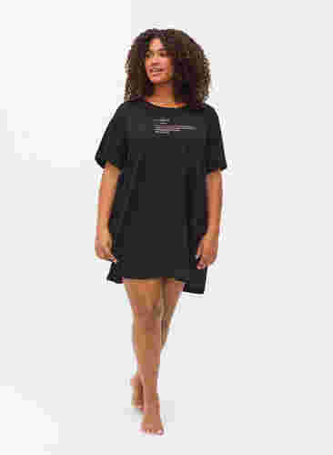 Oversize Schlaf-T-Shirt aus Bio-Baumwolle, Black W. coffee, Model image number 2