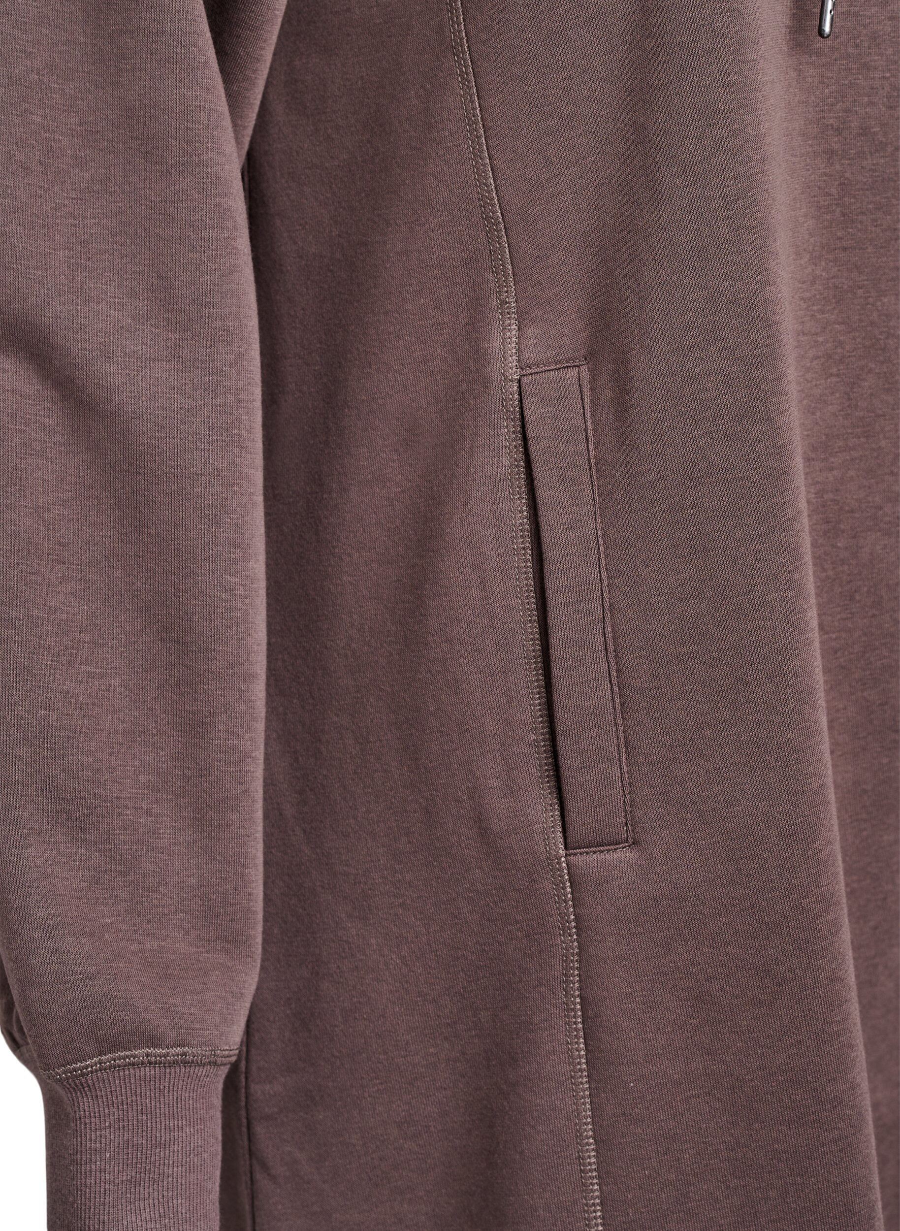 ZizziKurzes Sweatshirtkleid mit Stehkragen und Taschen, Braun, Packshot image number 3