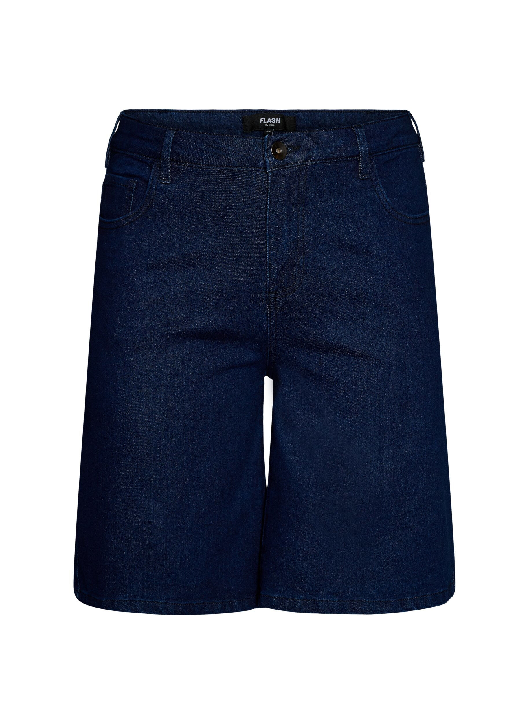 ZizziLocker sitzende Jeansshorts mit hoher Taille, Blau, Packshot image number 0