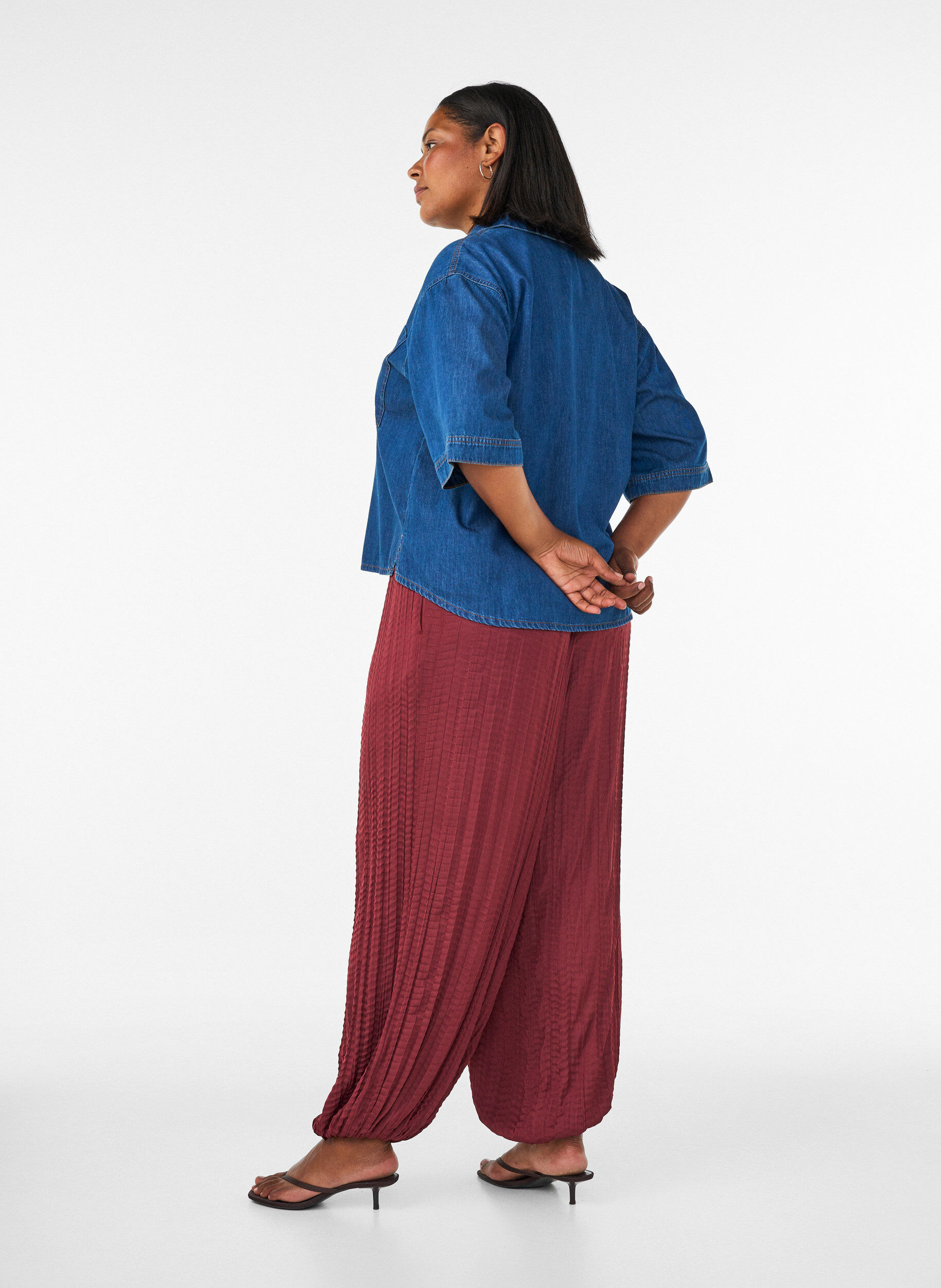 ZizziBallonhose mit Struktur und elastischem Bund, Rot, Model image number 1