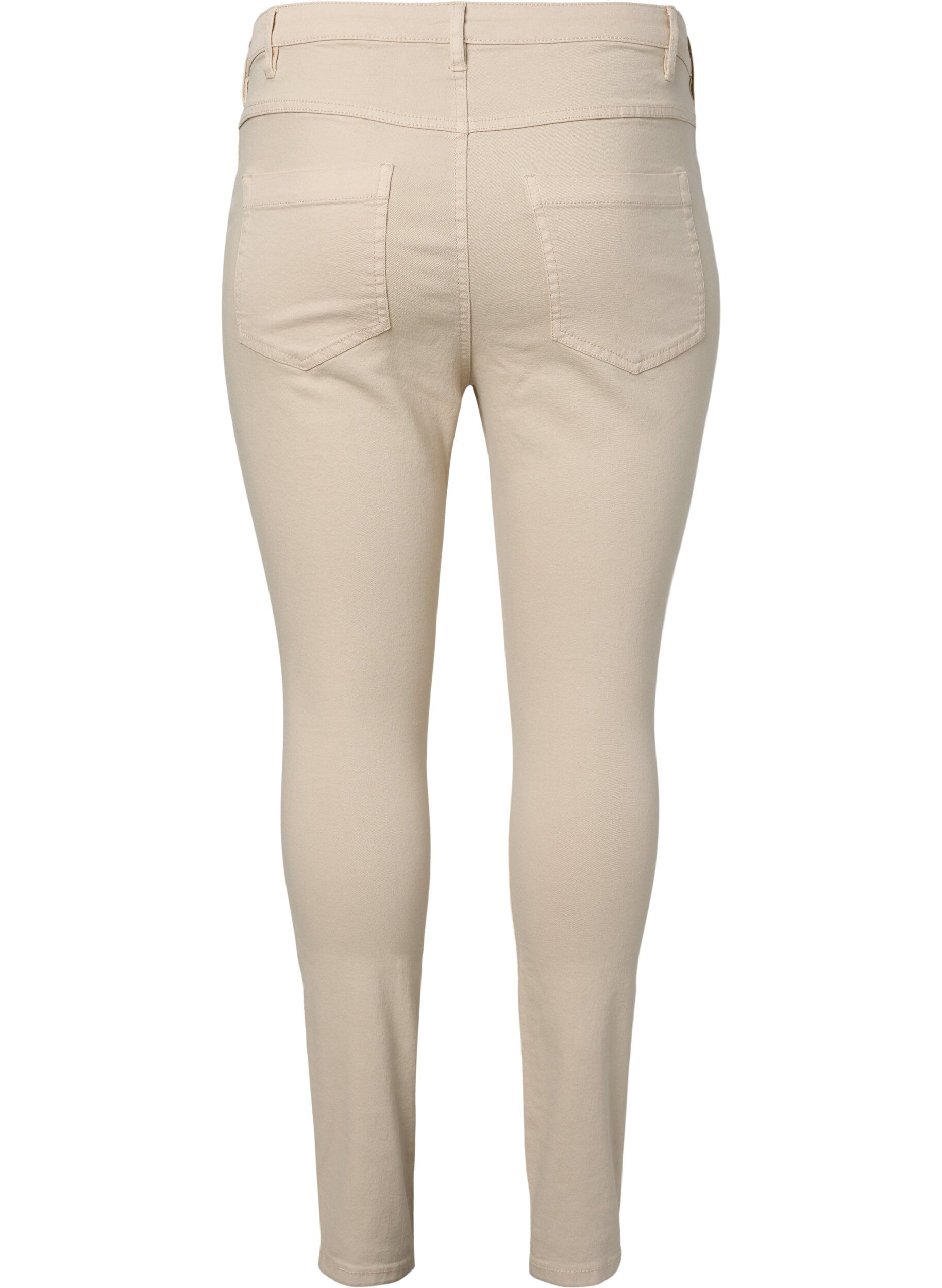ZizziSuper Slim Fit Amy Jeans mit hoher Taille, Oatmeal, Packshot image number 1