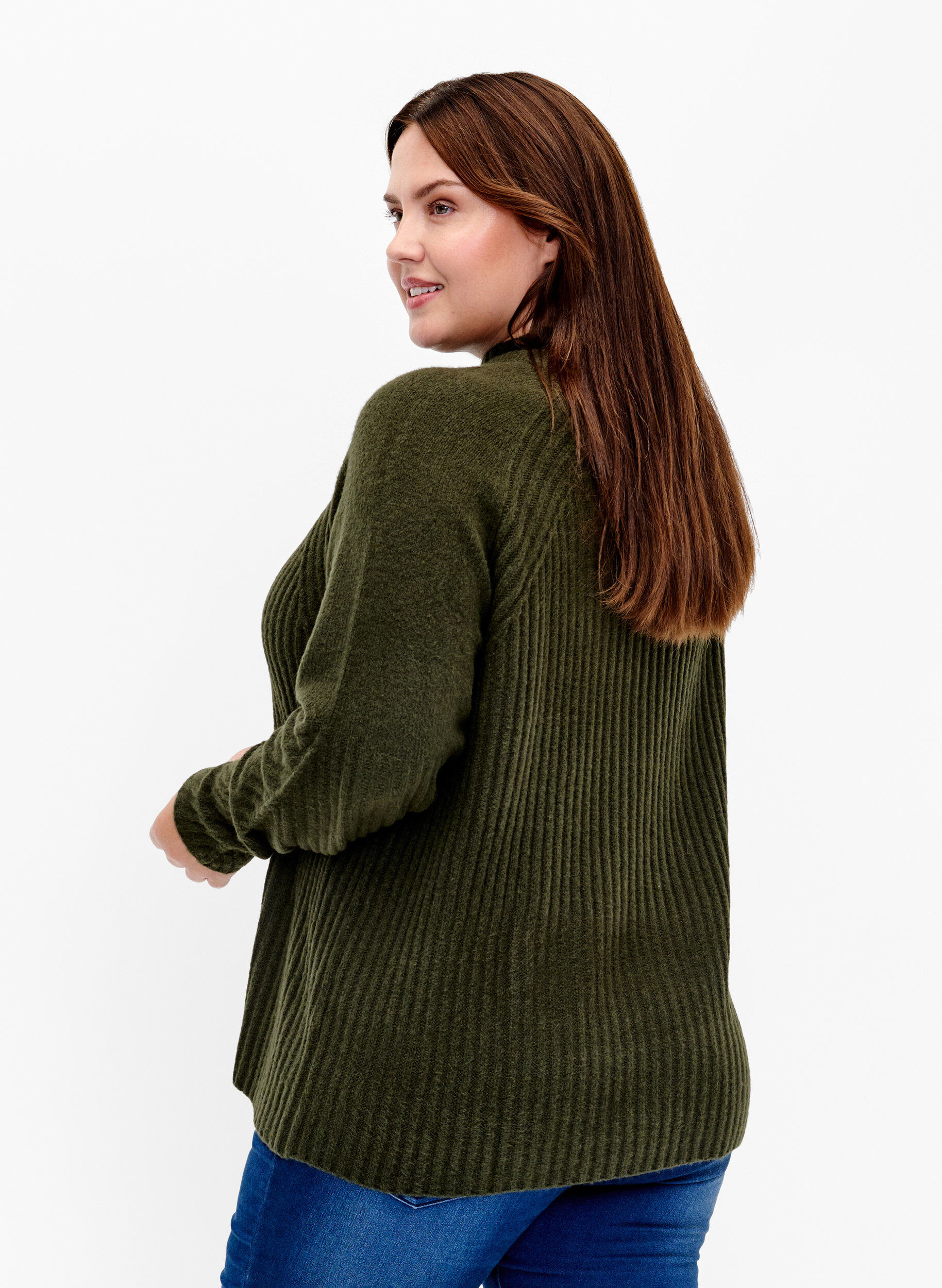 ZizziRollkragenpullover mit Rippstruktur, Forest Night Mel., Model image number 1