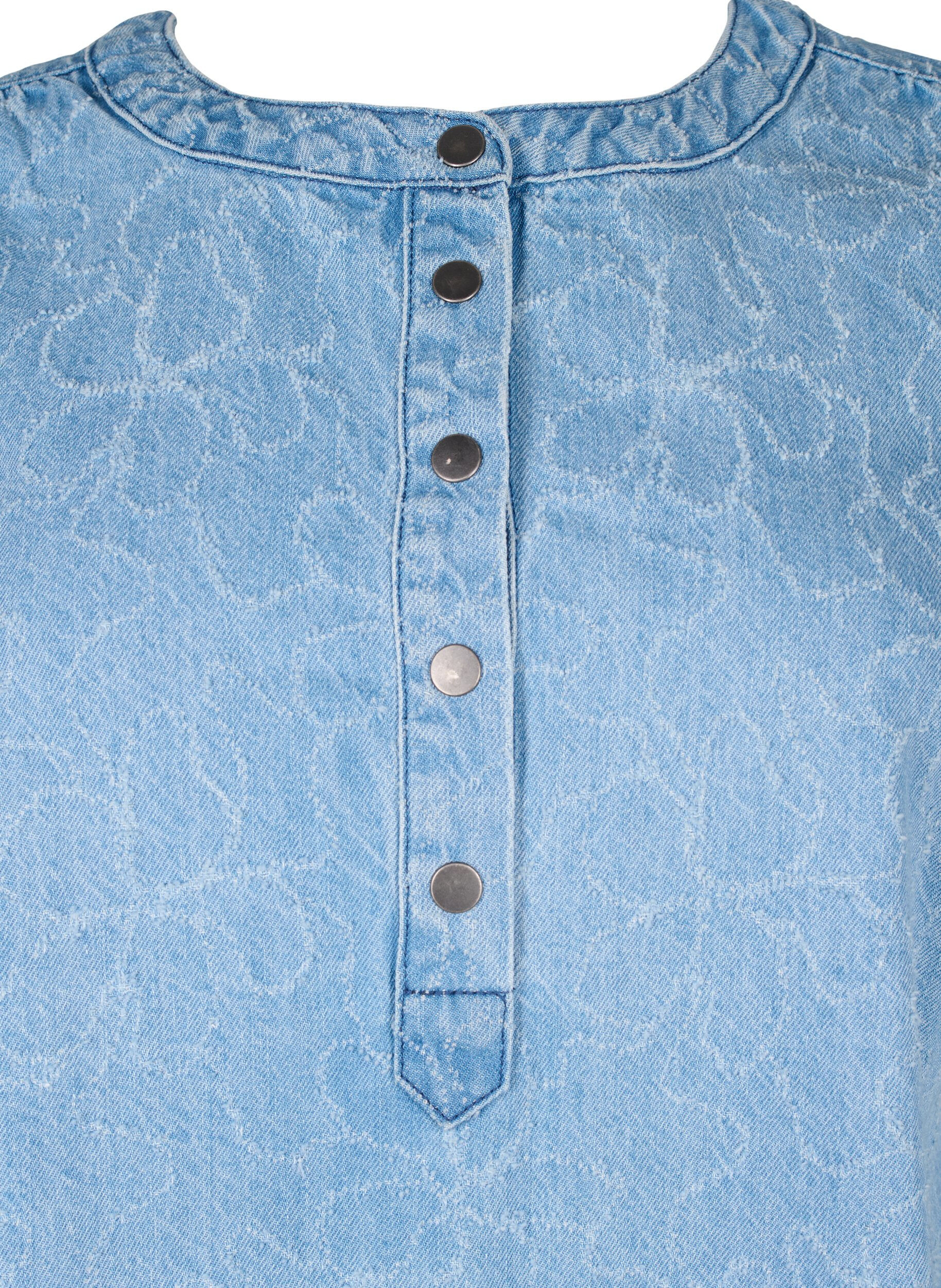 ZizziKurzes Jeanskleid in A-Linie mit floralem Muster, Blau, Packshot image number 2