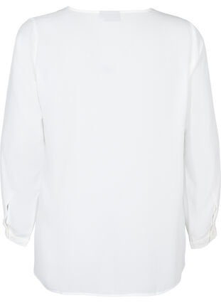 Einfarbiges Hemd mit V-Ausschnitt., Bright White, Packshot image number 1
