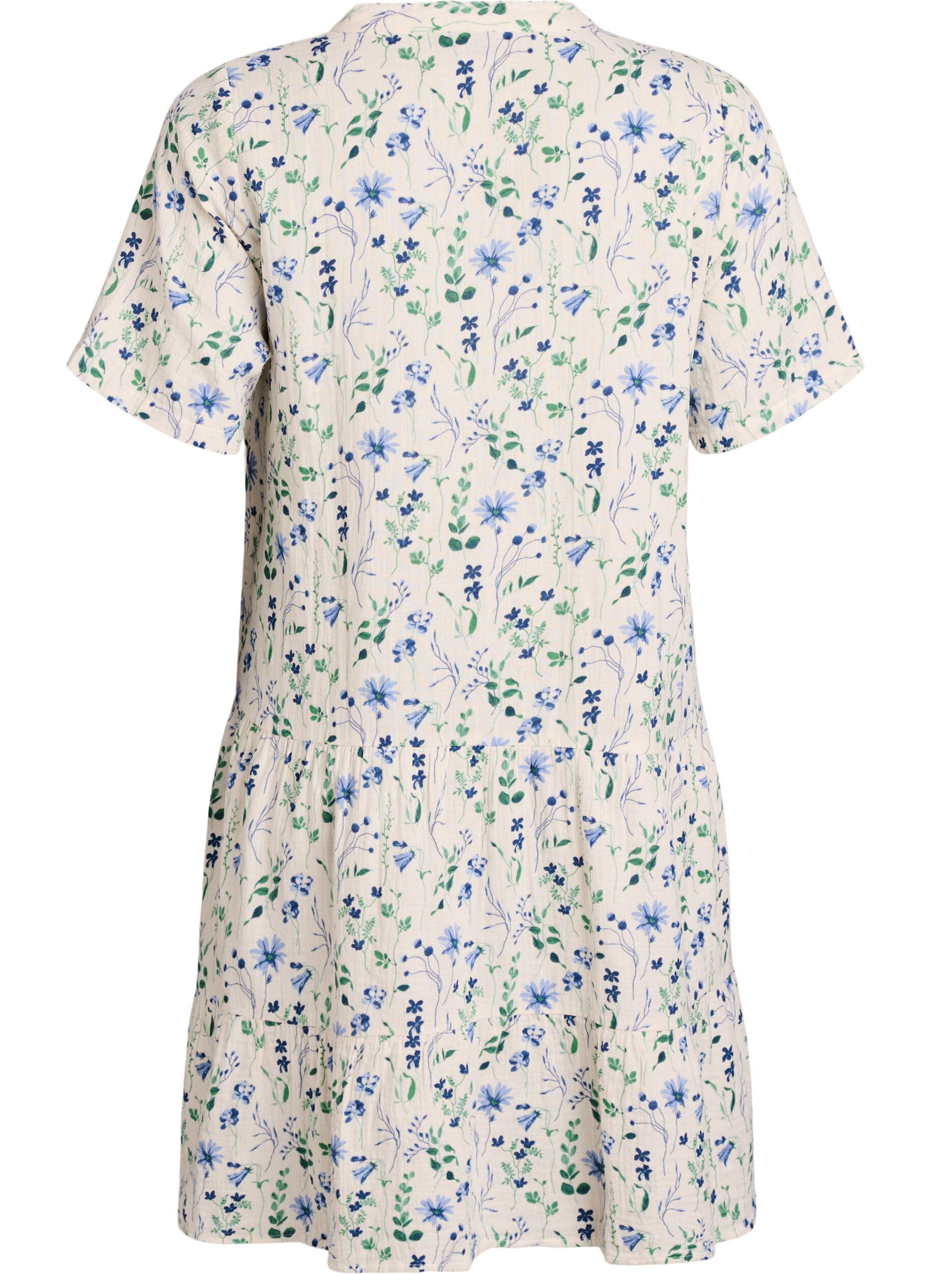 ZizziKurzes A-Linien-Kleid aus Baumwollmusselin, Beige, Packshot image number 1